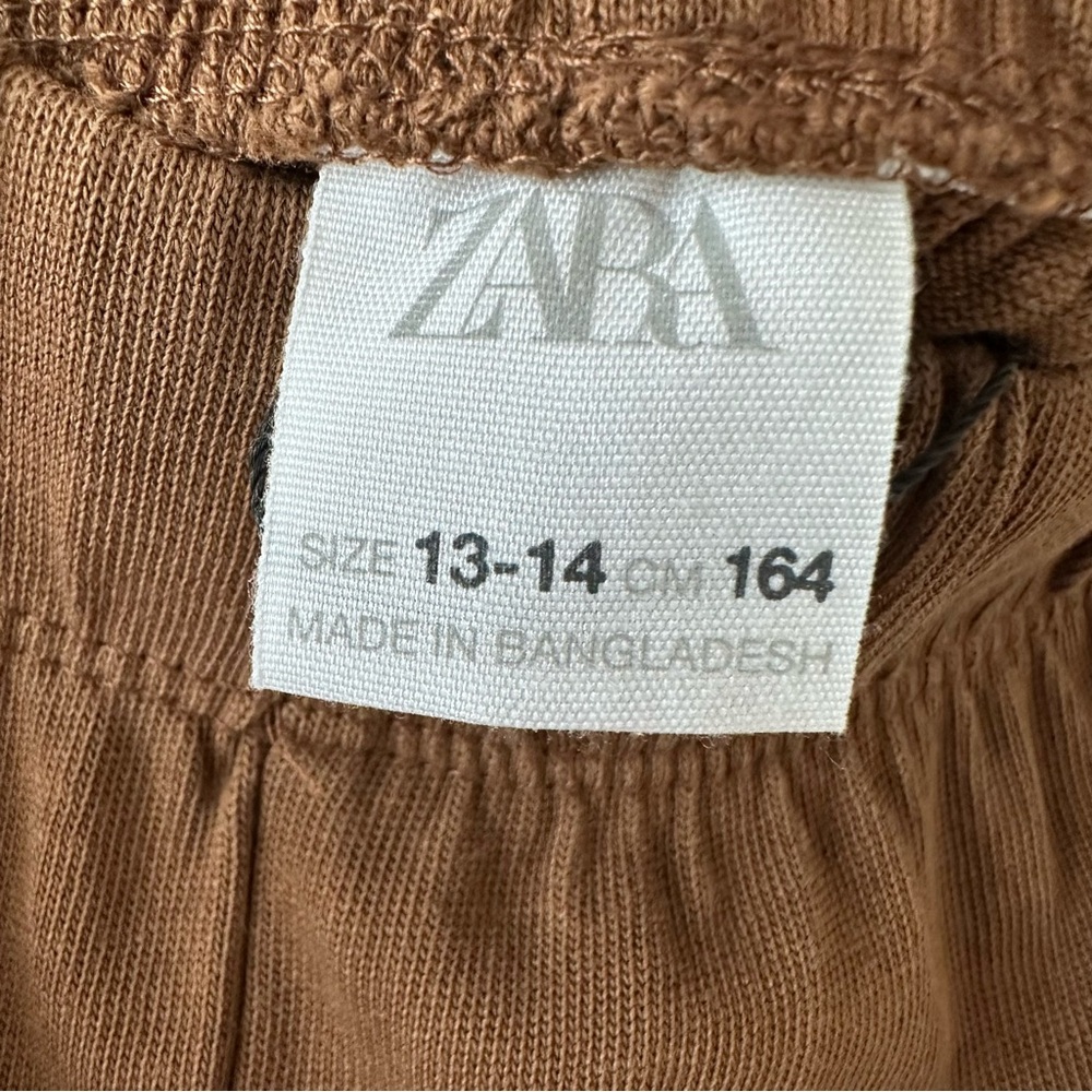 Zara Girl’s Tan Wide-Leg Elastic Waistband Pants, Size 13-14 - Picture 5 of 7